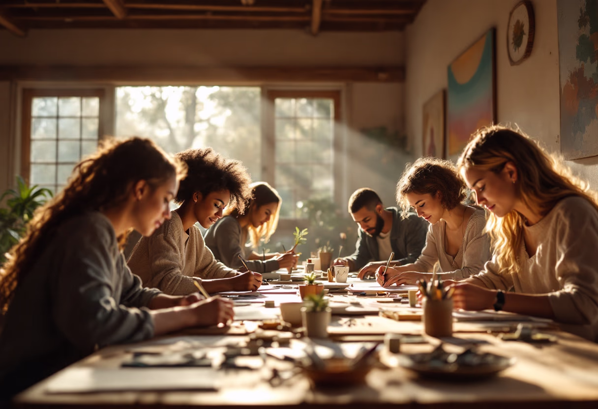 workshop at a sunlit venue