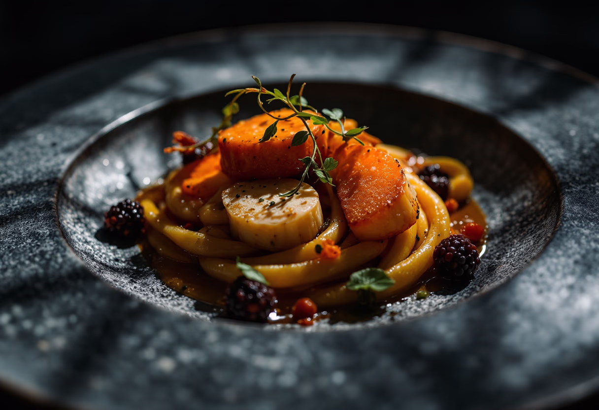 image of plated gourmet dish (for a fine dining restaurant)