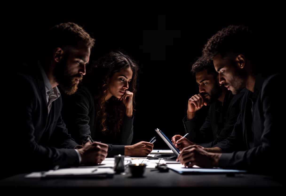 image of team brainstorming session (for a graphic design studio)