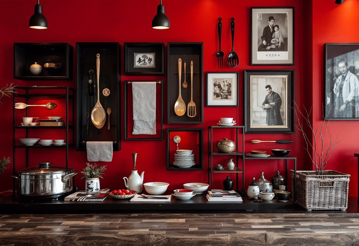 image of the restaurant history display in a japanese restaurant