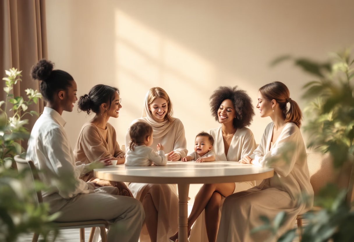 image of parents and staff discussing enrollment at a preschool