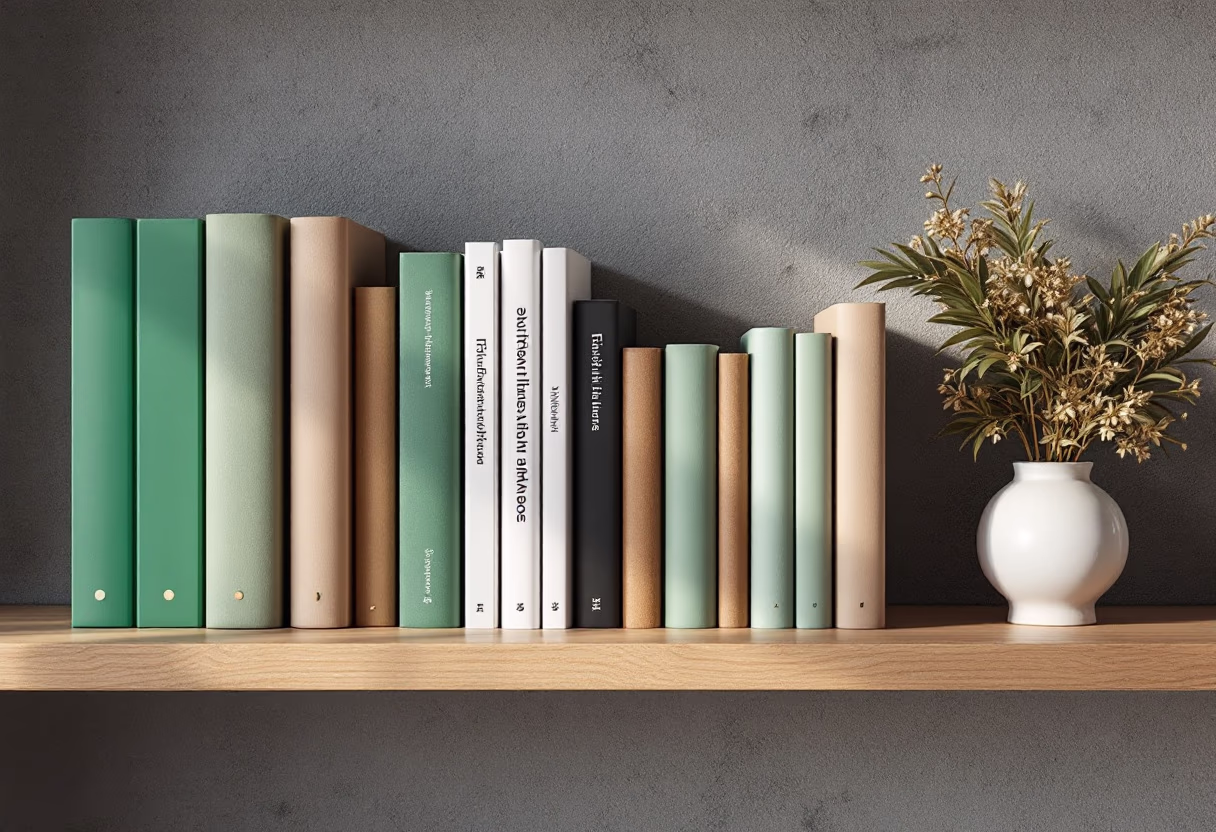 image of a bookshelf with finance books