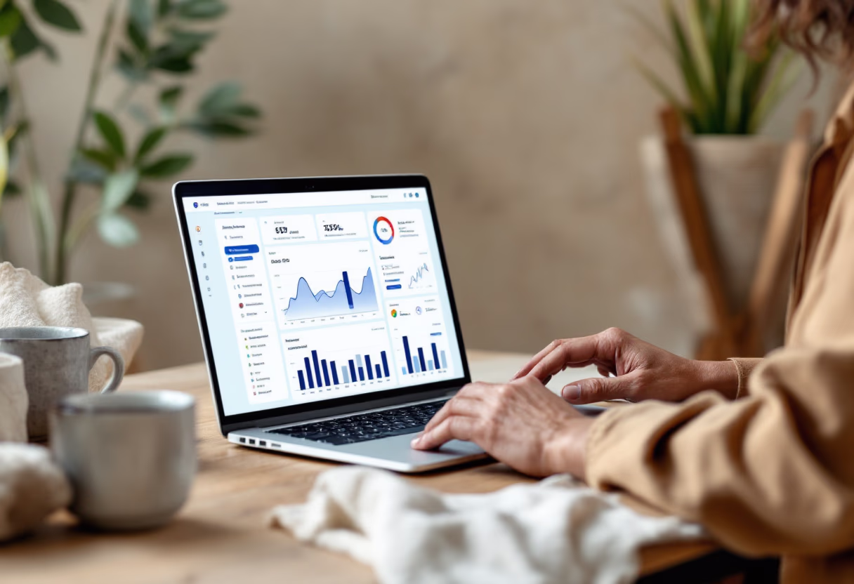 image of business professional reviewing analytics (for a hr tech)