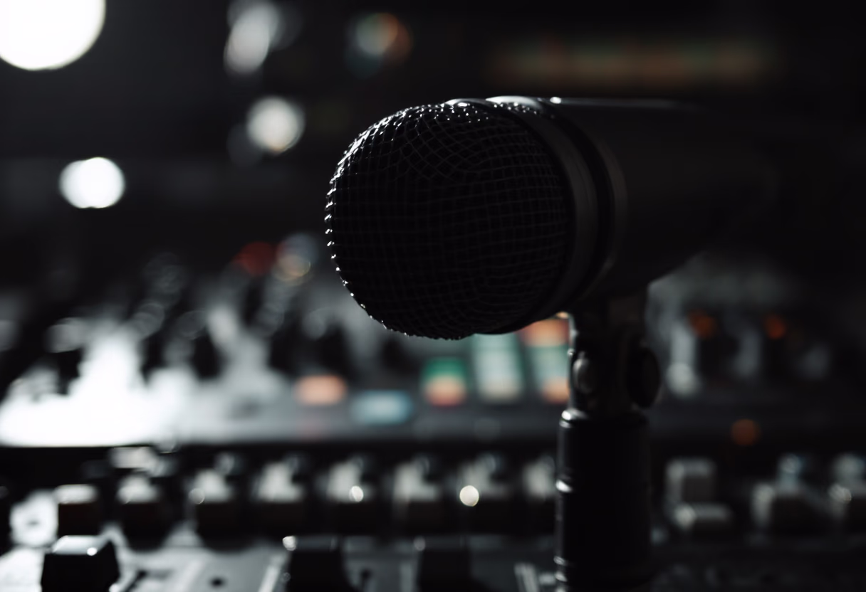 image of microphone and soundboard for a musician & band