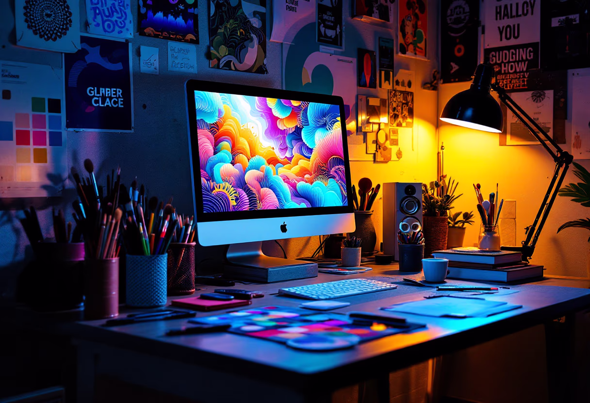 [background image] image of a designer workspace (for a graphic design studio)