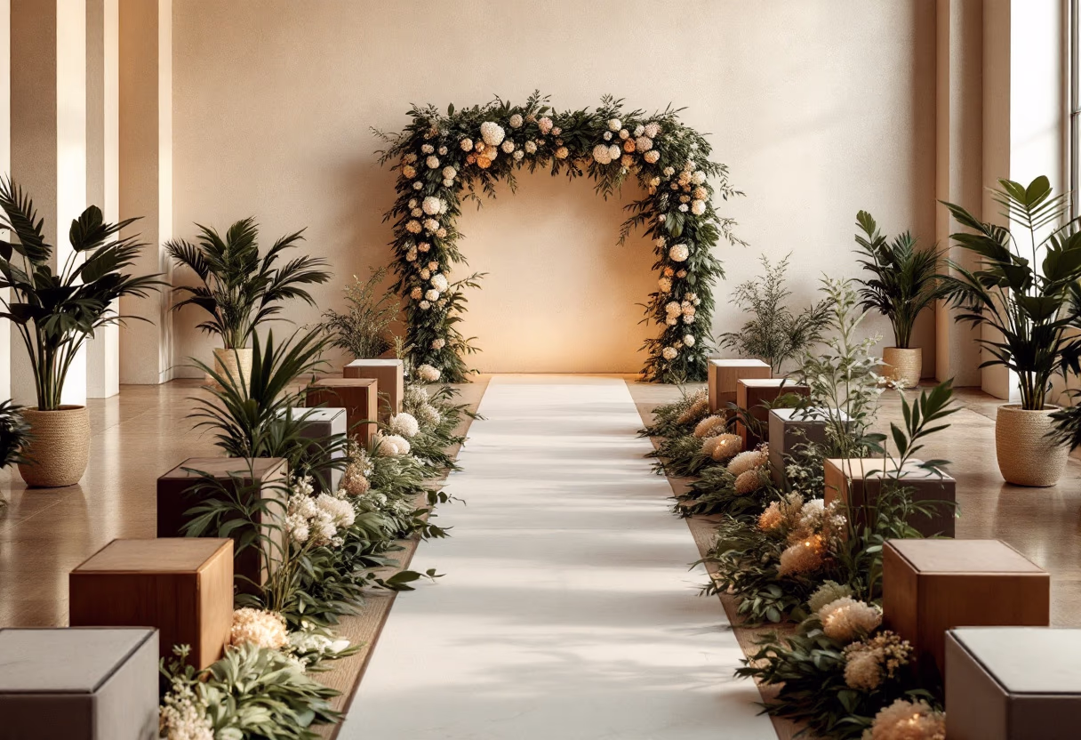 image of event decoration with lights for a wedding planning service