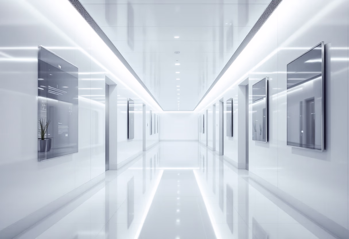 [background image] image of a busy hospital corridor (for an ai healthcare company)