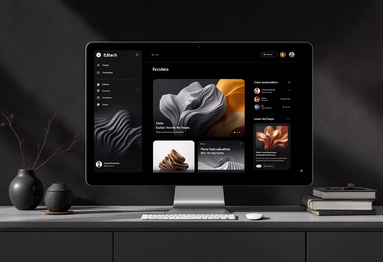 [interface] image of a computer showcasing educational software (for a edtech)