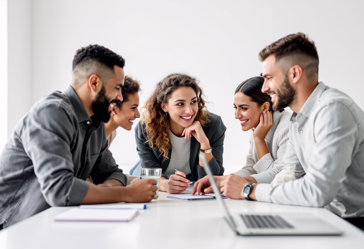 image of team brainstorming session (for a travel tech)