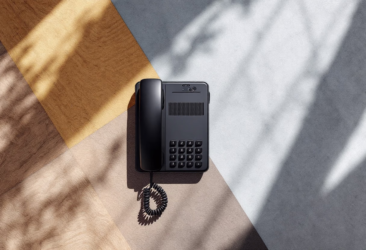 image of a telephone with headset