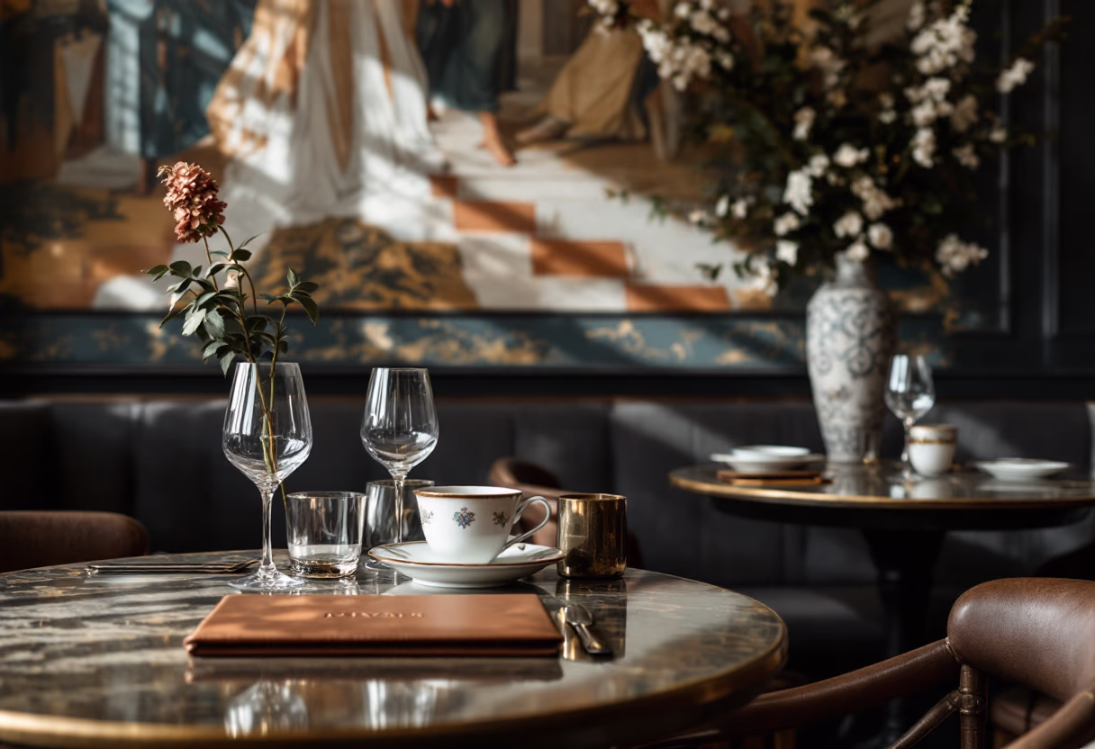 image of elegant dining area (for an italian restaurant)