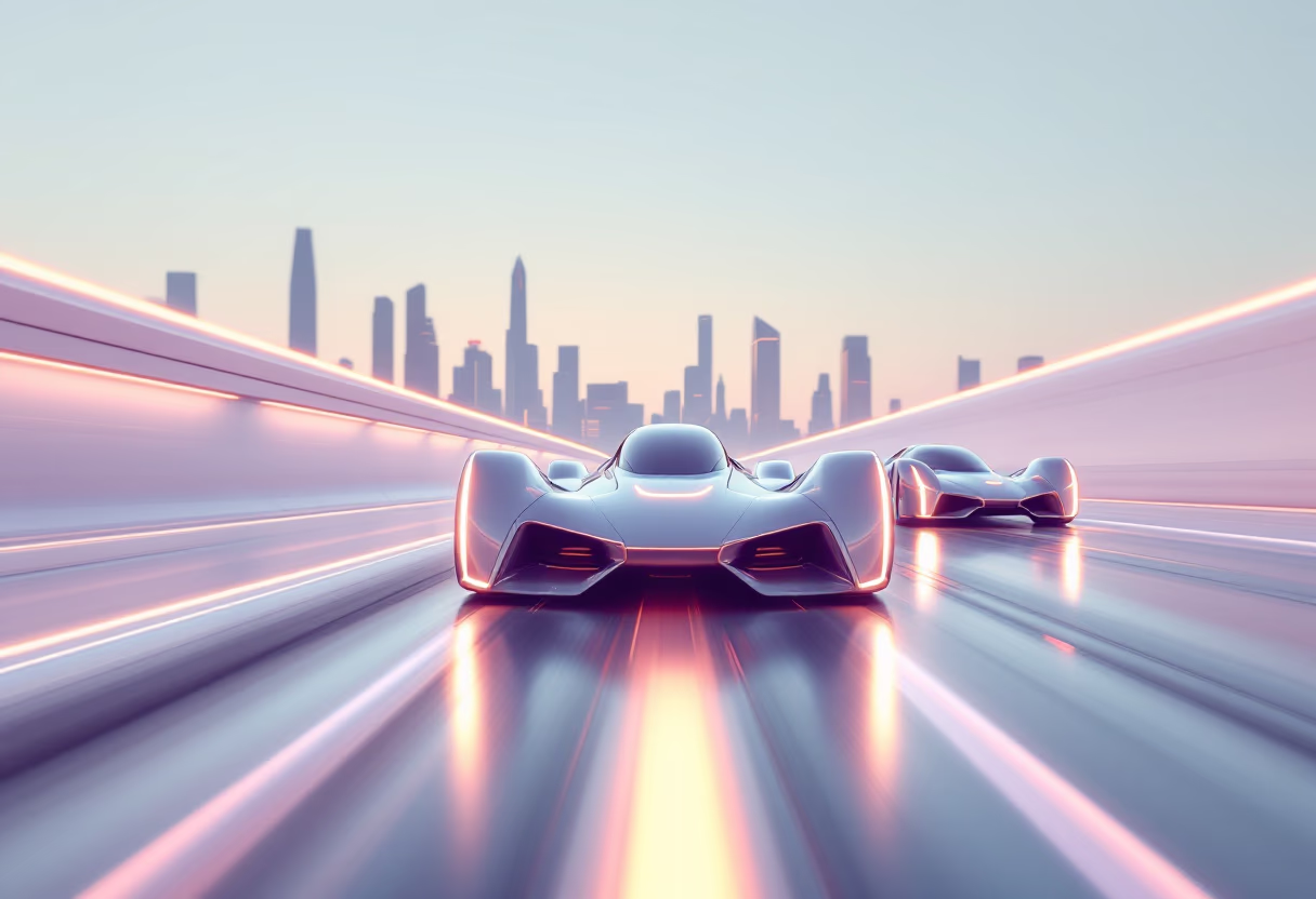 image of vibrant game scene in a sci-fi racing mobile game