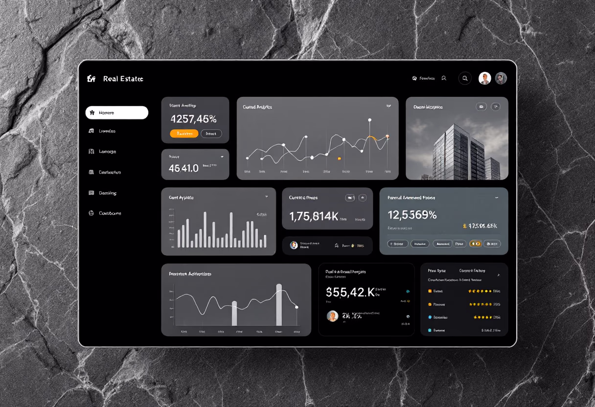 [interface] screenshot of dashboard interface (for real estate tech) with real estate analytics