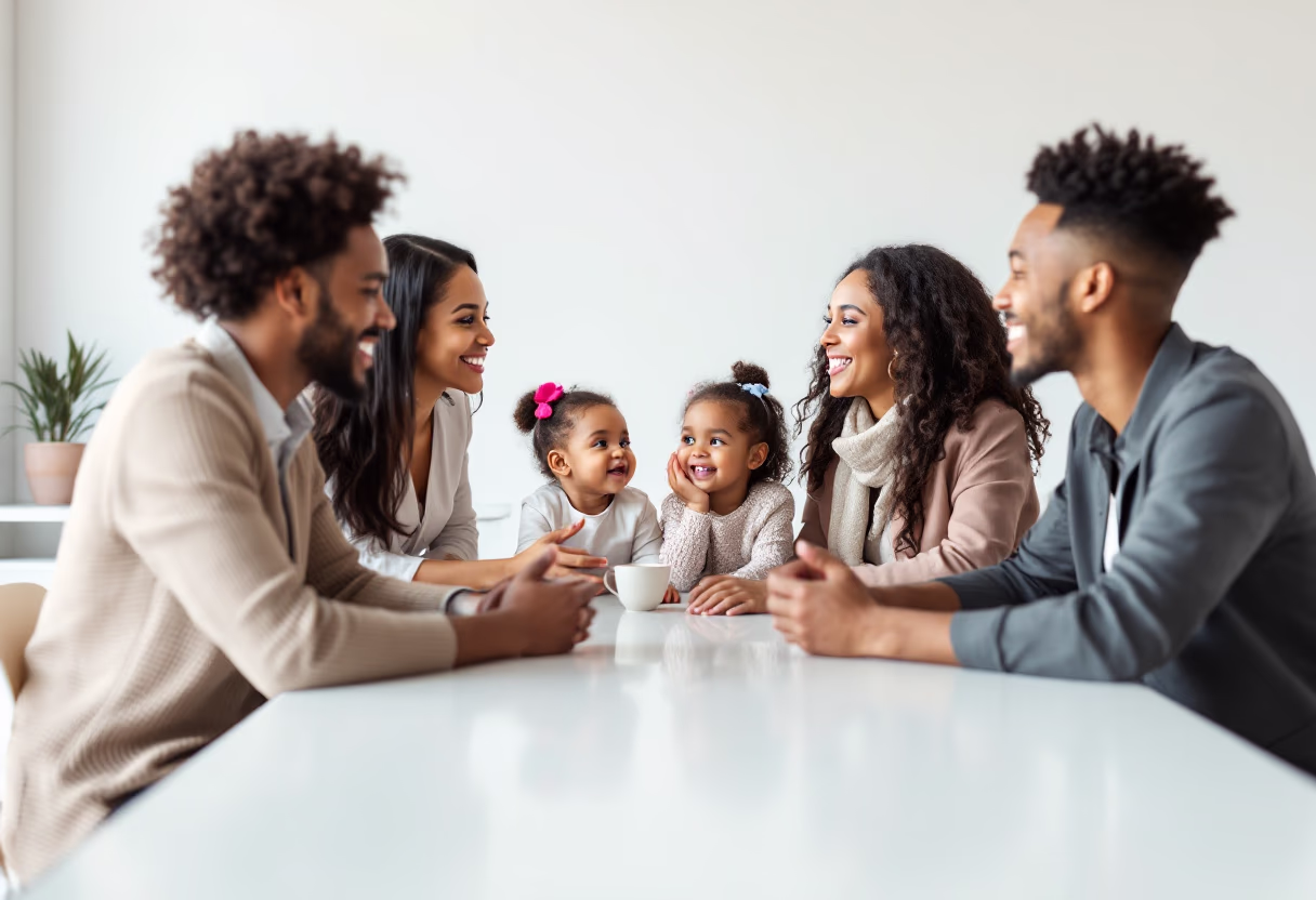 image of parents and staff discussing enrollment