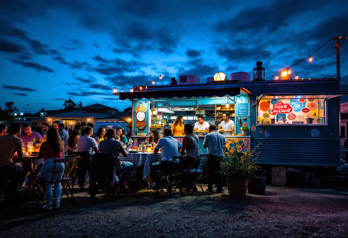 image of outdoor dining experience (for a food truck)