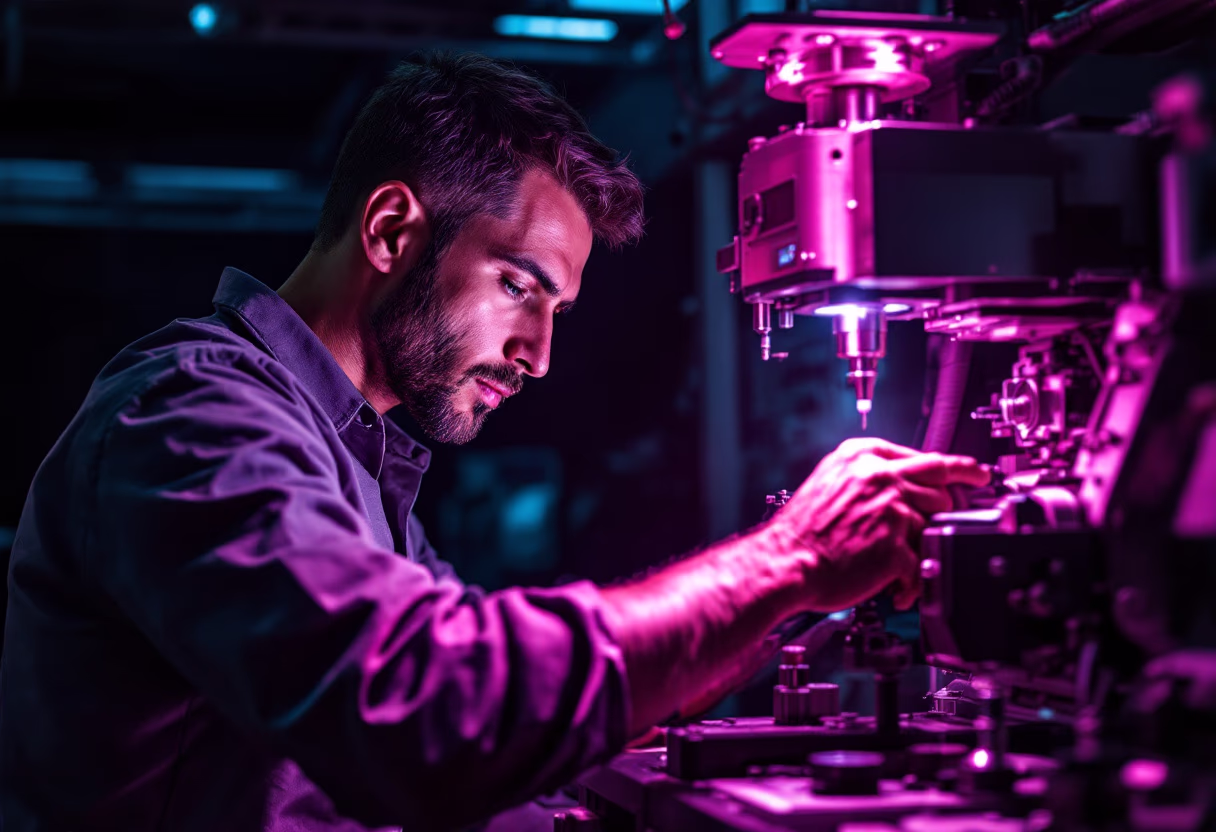 image of workers at machining station