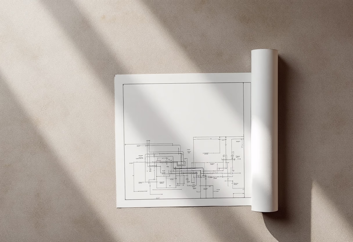 [background image] image of plumbing blueprints (for a plumbing service)