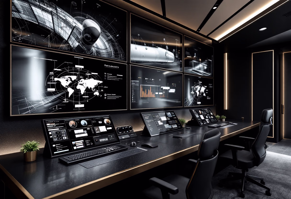 image of hightech control room (for a security company)
