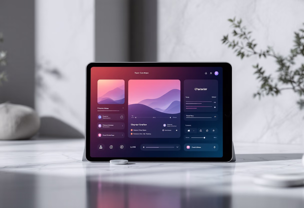 [interface] image of game elements for a game development company