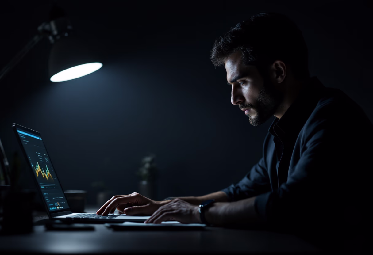 image of business professional reviewing analytics (for a hr tech)