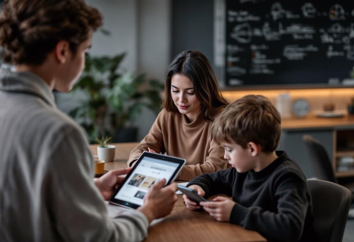 image of a teacher interacting with students using digital tools for an edtech