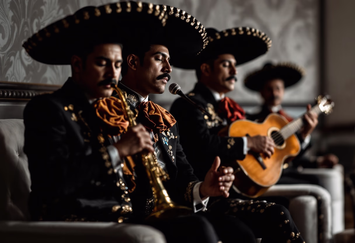 image of live mariachi band performance for a mexican restaurant
