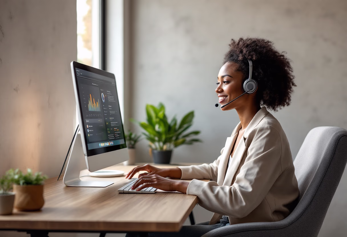 image of an individual providing support assistance for a productivity tools business