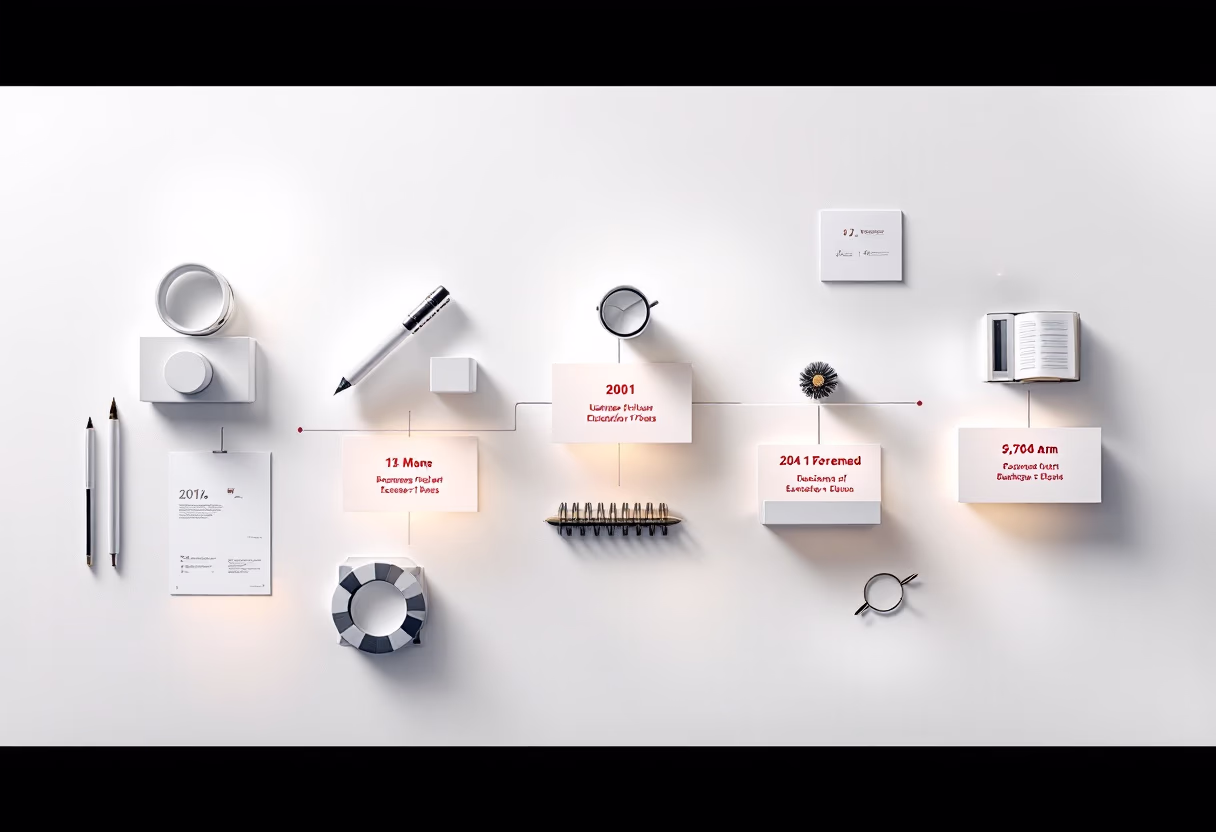 image of company milestones in a timeline format (for a edtech)