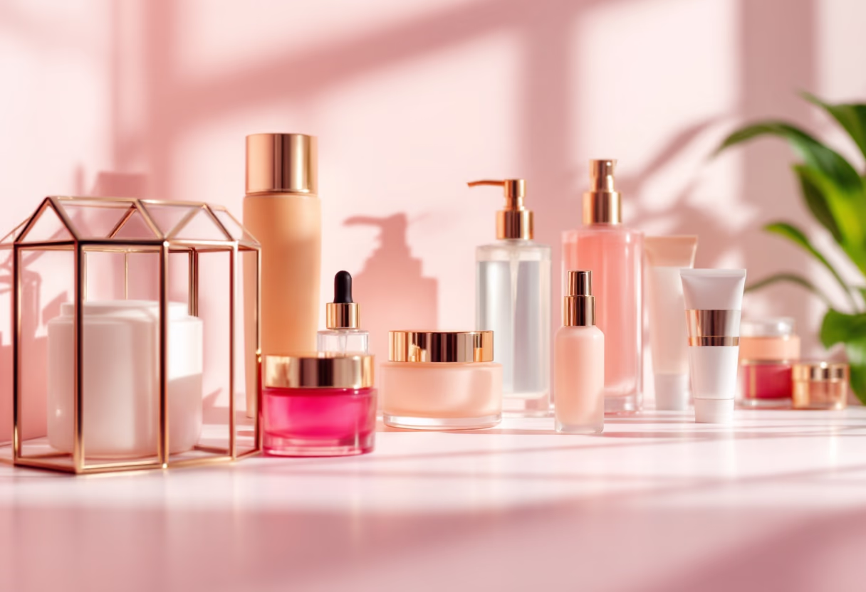 [background image] variety of pharmaceutical products on display (for a pharmacy)