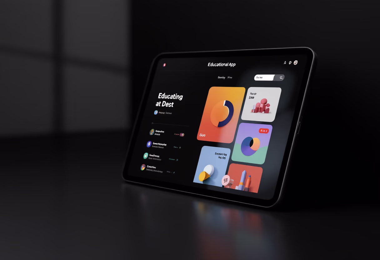 interface image of a tablet with an educational app (for a edtech)