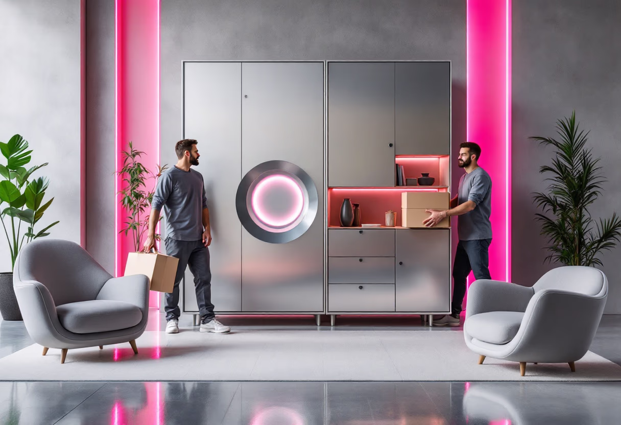 image of movers organizing storage