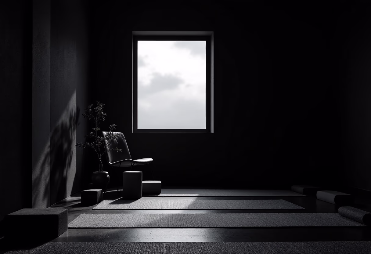 [background image] serene yoga studio environment