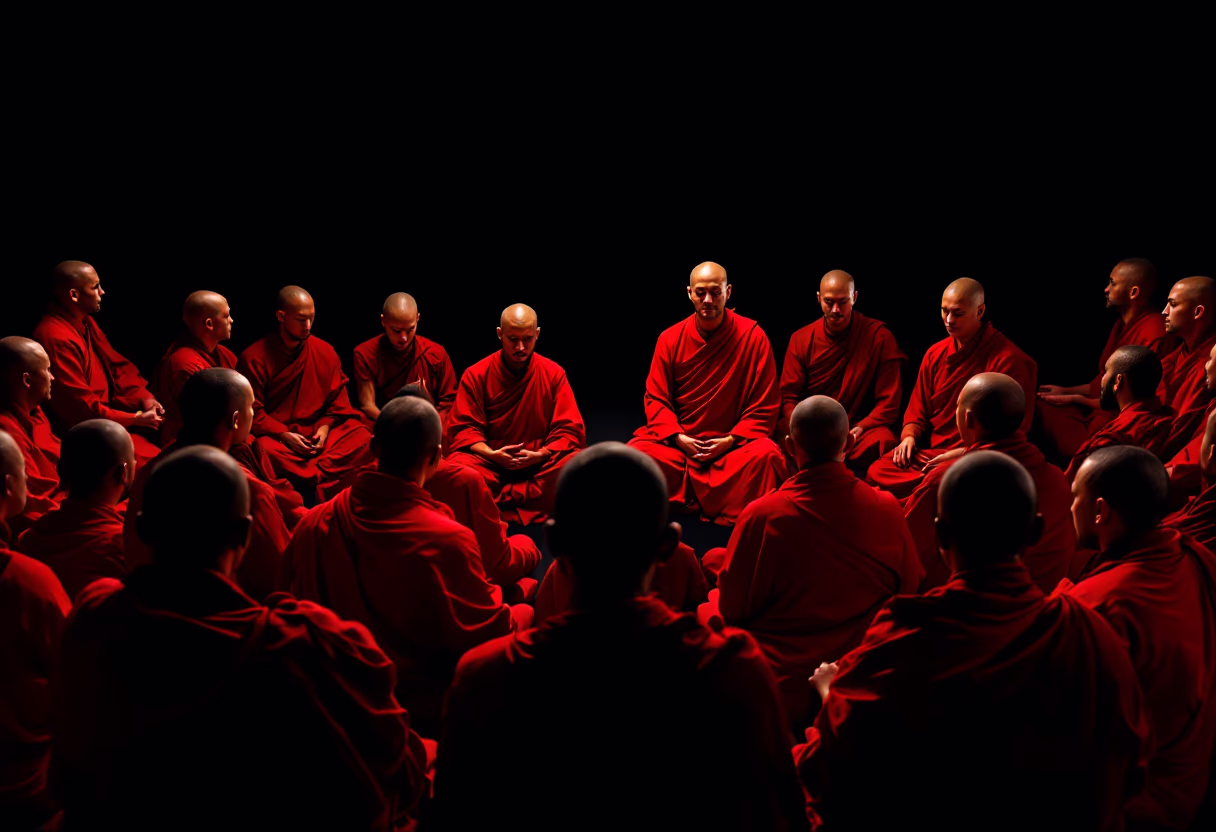 image of community gathering at a buddhist monastery