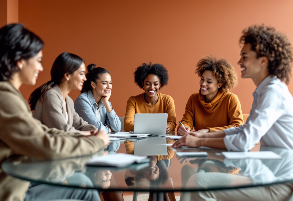 image of a diverse team in a meeting (for edtech)