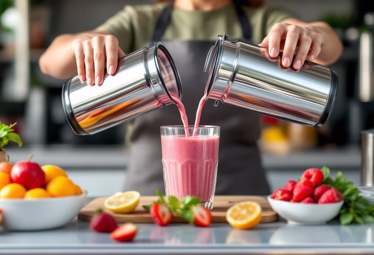 image of smoothie preparation in a food truck