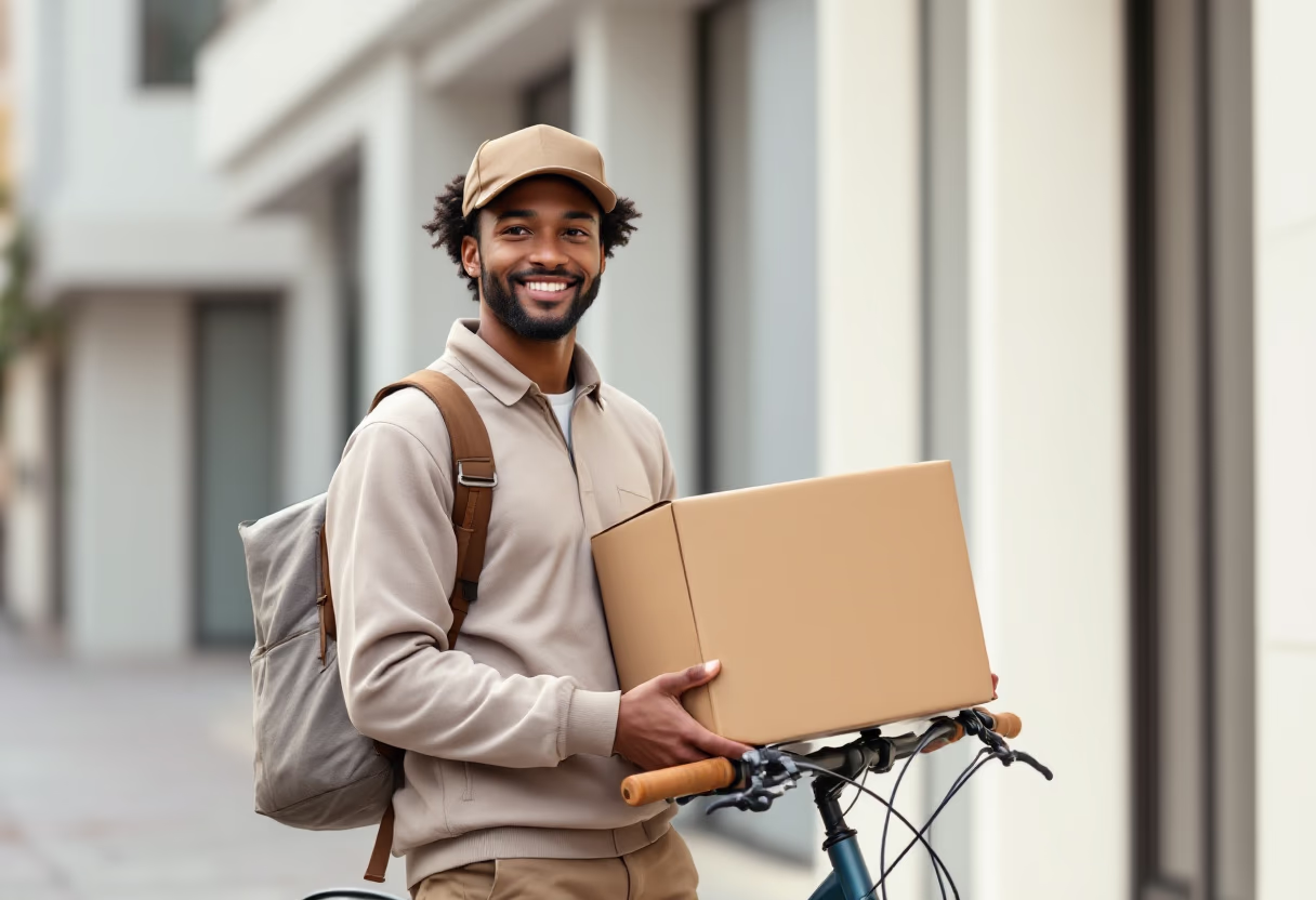 image of courier in uniform for a courier & delivery service