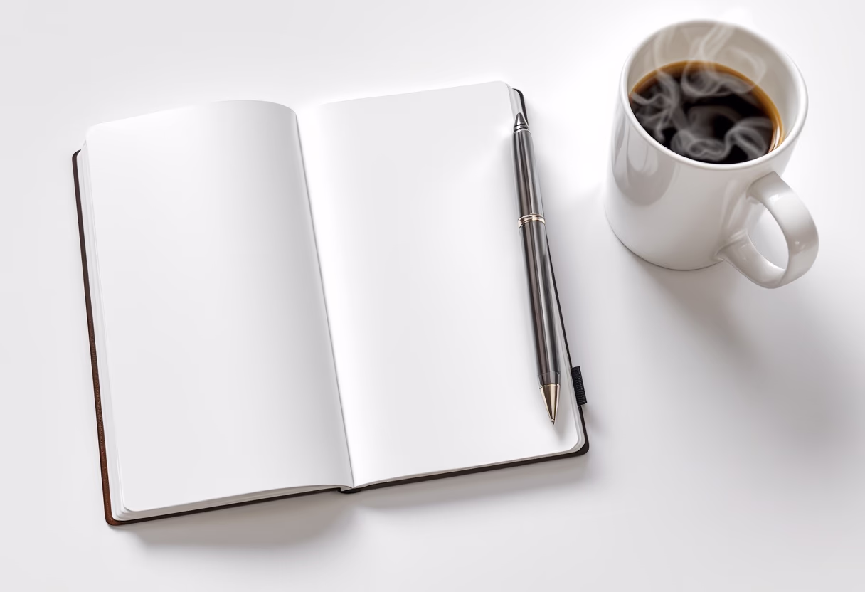 image of a notebook and coffee cup on a table