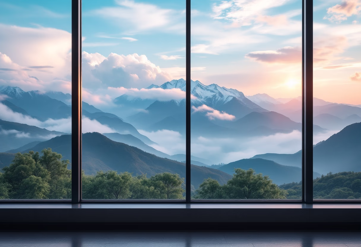 [background image] image of a nature scene visible through office windows (for a personal coach & consultant)