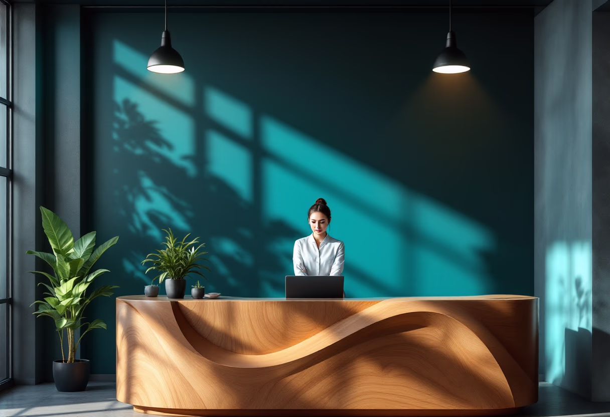 image of welcoming front desk area (for a wellness center)