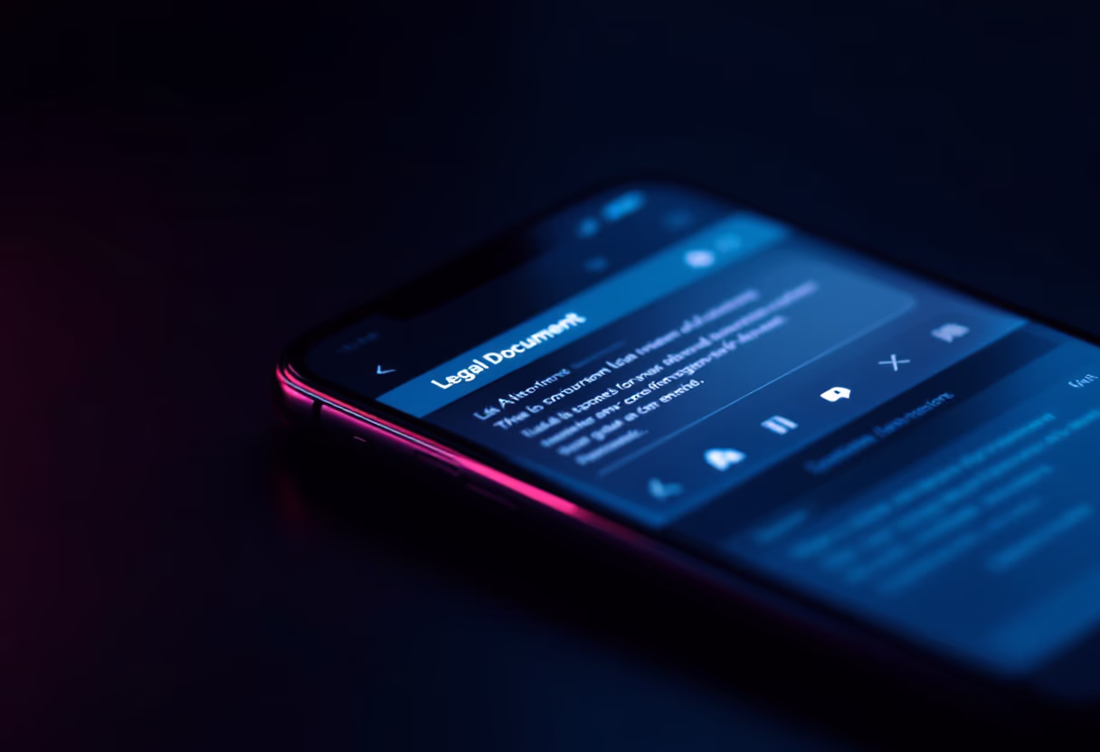 image of digital legal document on mobile device