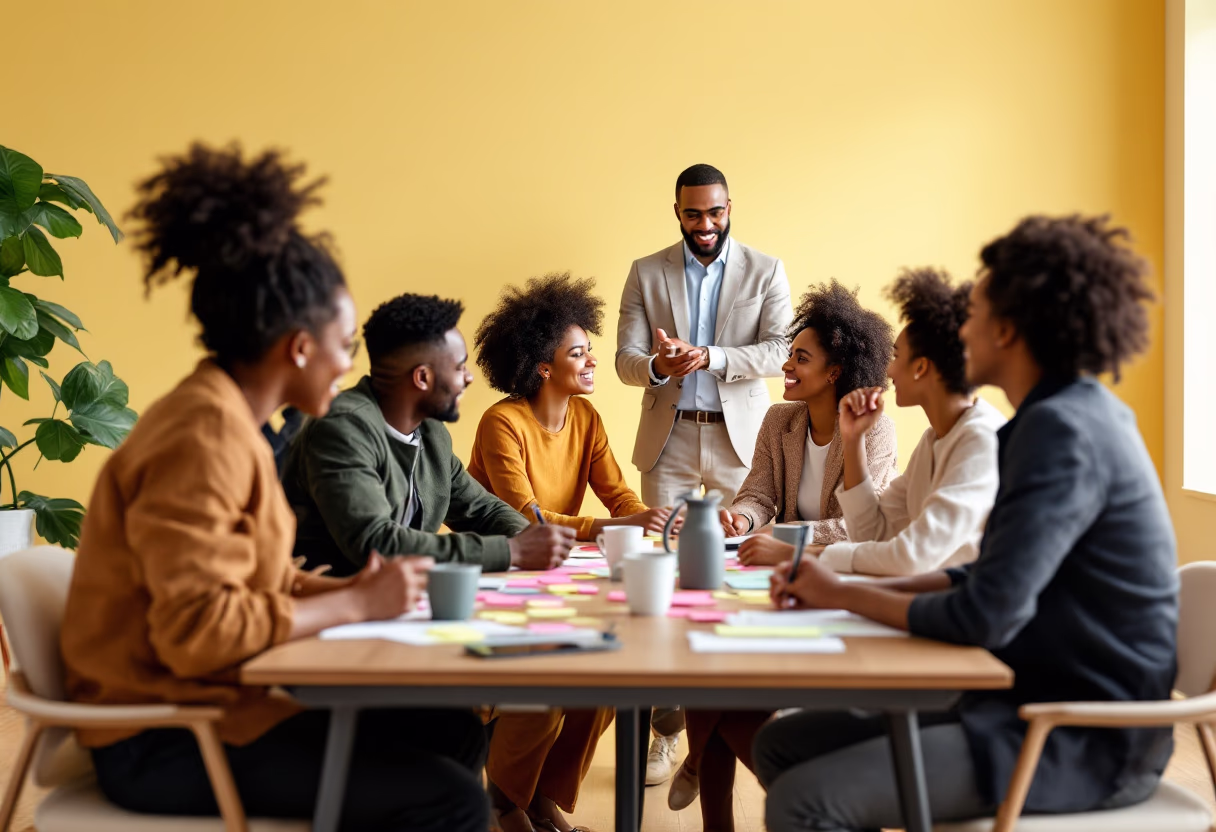image of brainstorm session with sticky notes (for a b2b saas)