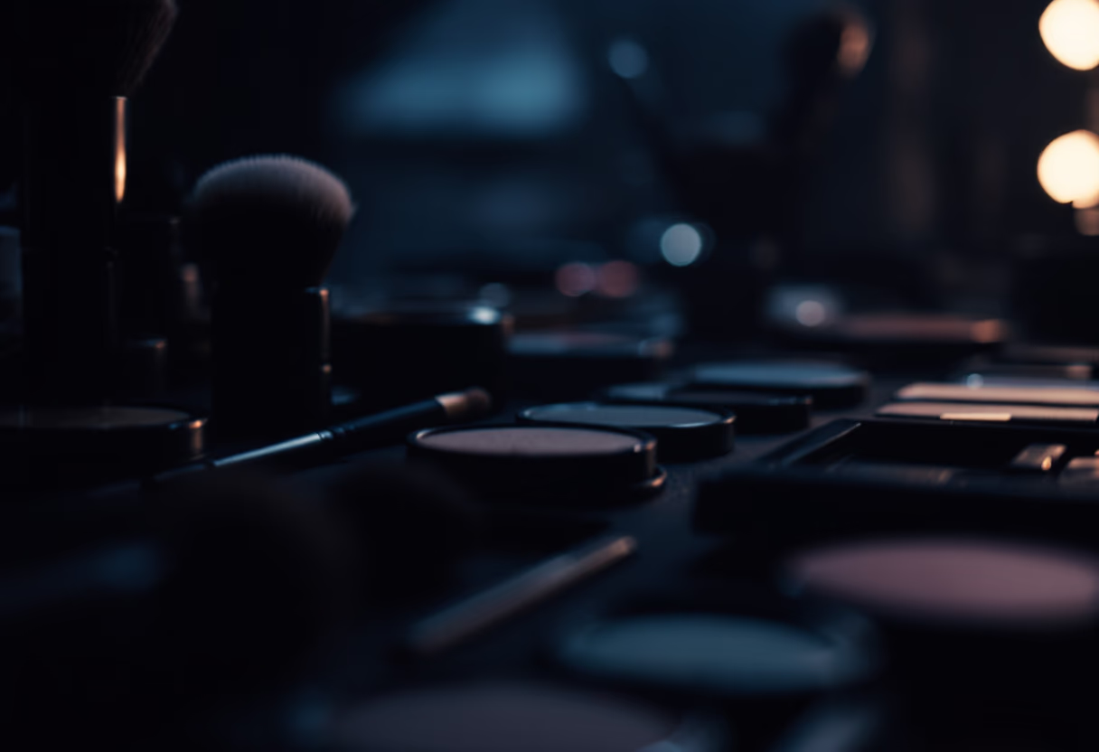 [background image] of a makeup station for a beauty product