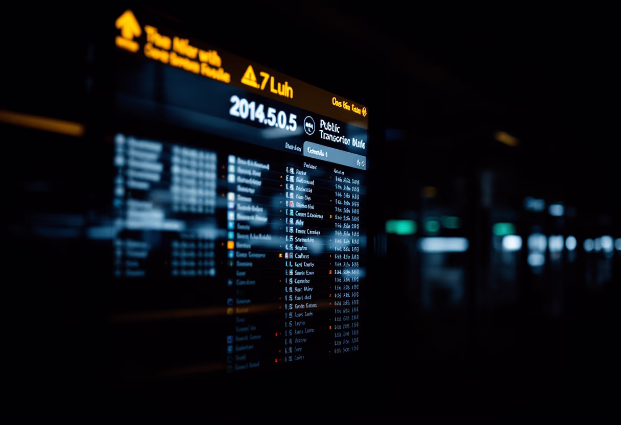 image of digital display with transit schedule (for a public transportation company)