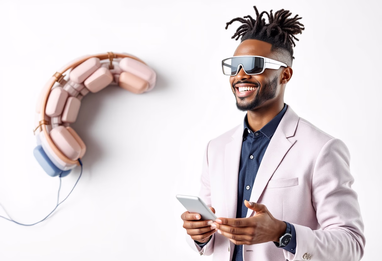 image of a person giving a presentation (for an ai saas company)