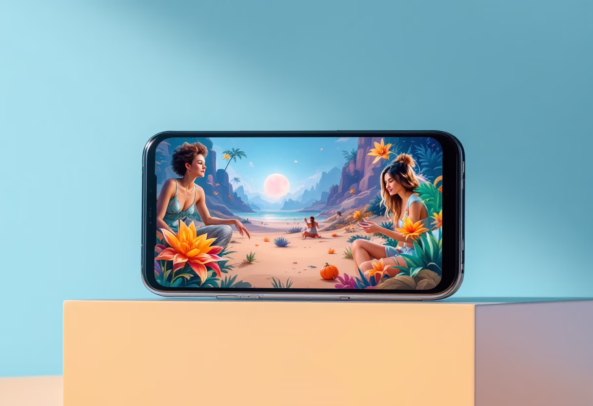 image of mobile device showing game interface