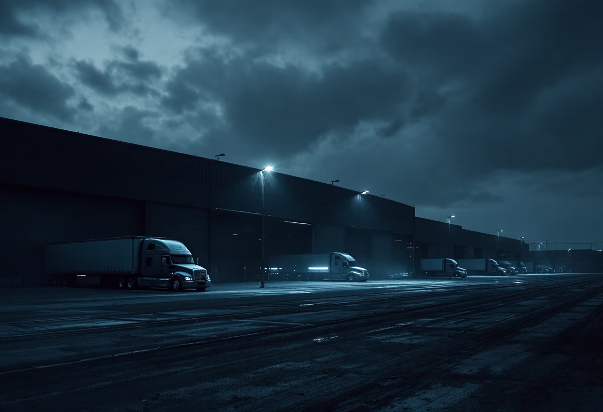 [background image] image of truck depot
