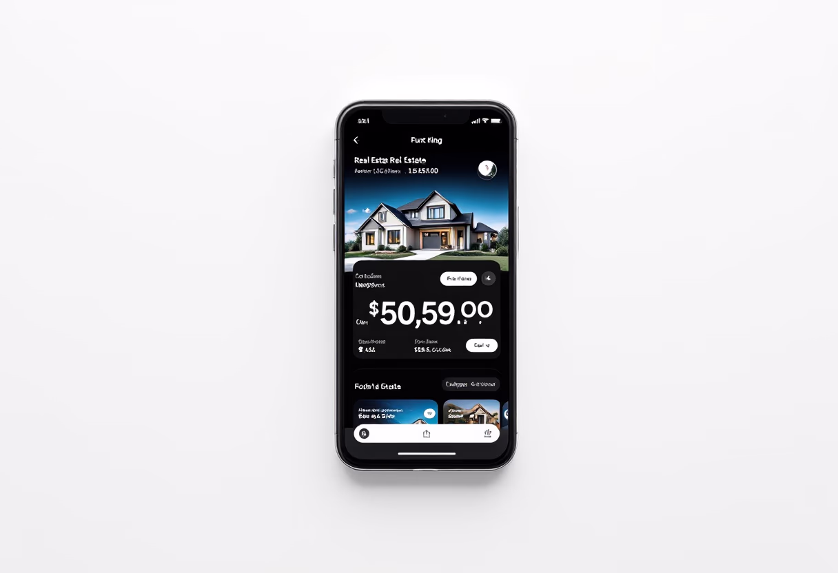 image of a digital real estate app by itself filling the background