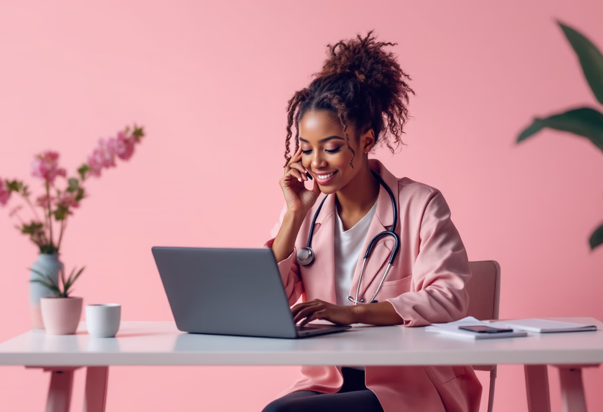 image of healthcare professional using ai software