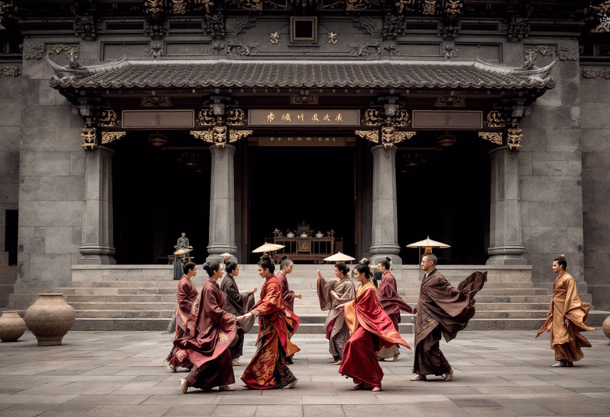image of community gathering (for a buddhist monasteries & temple)