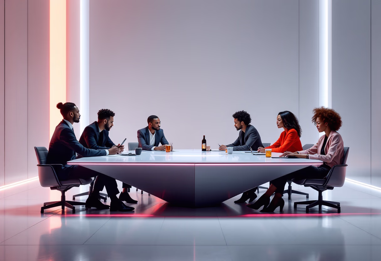 [interface] image of a group discussing in an office (for a legal tech)